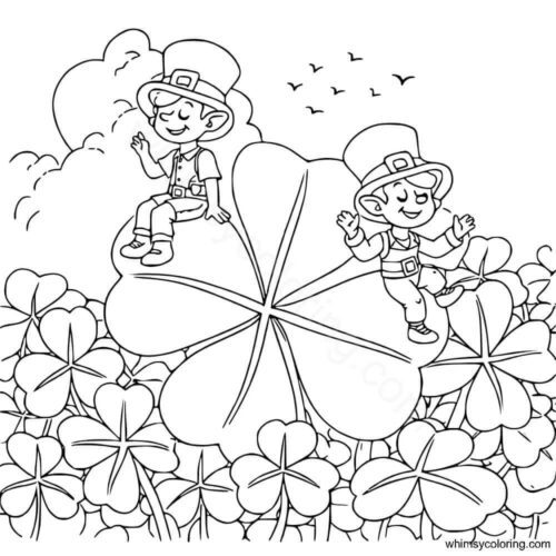 Four leaf clovers colouring pages Four leaf clovers colouring pages