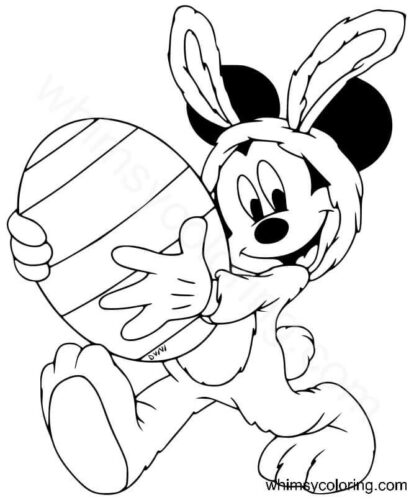 Mickey Mouse with a huge Easter egg coloring page