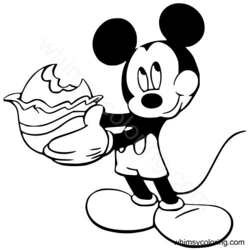 Mickey Mouse with his chocolate Easter Egg