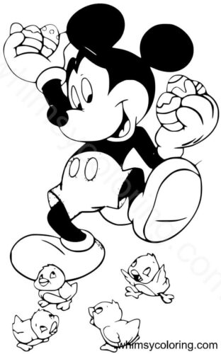 Mickey with easter eggs coloring page