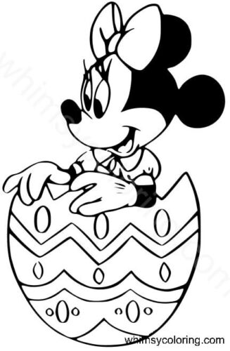 Minnie Mouse hatching out of an Easter egg