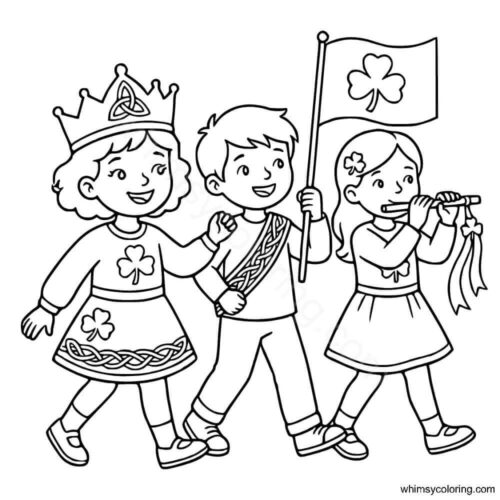 St Patrick's Day parade coloring page