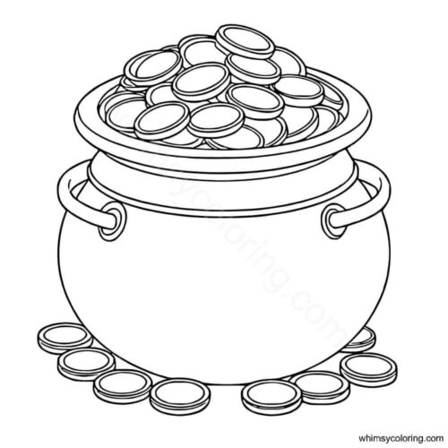 St Patrick's Day pot of gold coloring page