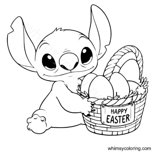 Stitch Easter coloring pages printable