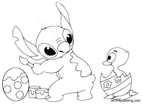 Stitch with a chick