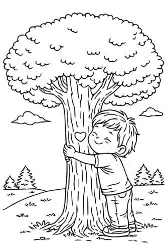 Boy hugging a tree Boy hugging a tree
