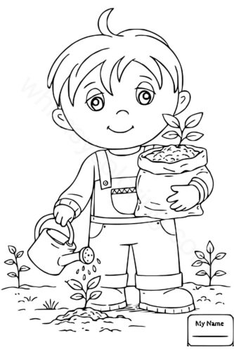 Boy planting a tree Boy planting a tree