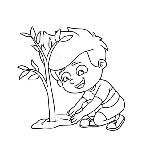 Boy planting a tree for Arbor Day Boy planting a tree for Arbor Day