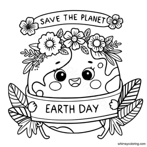Cute Earth Day coloring printable Cute Earth Day coloring printable