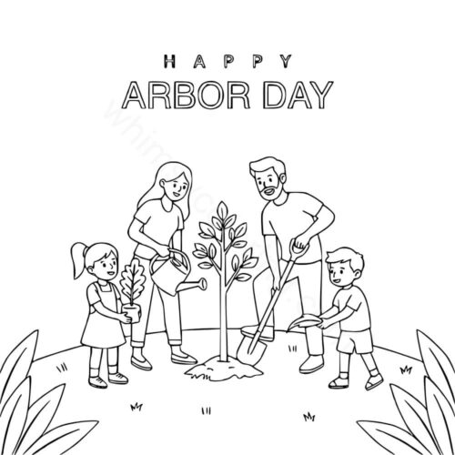 Family planting a tree on Arbor Day Family planting a tree on Arbor Day