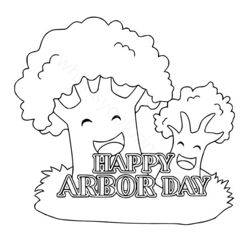 Happy Arbor Day coloring page printable Happy Arbor Day coloring page printable