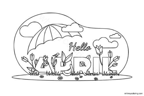 Hello April coloring page Hello April coloring page