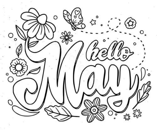 Hello May coloring page printable Hello May coloring page printable