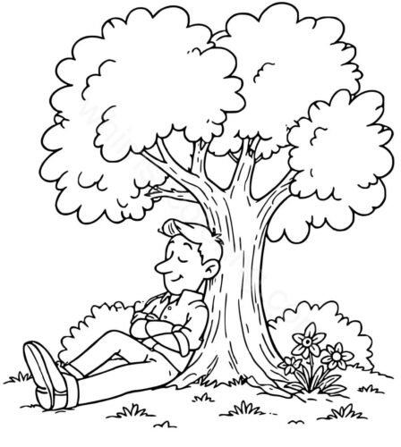 Man resting under the tree Man resting under the tree