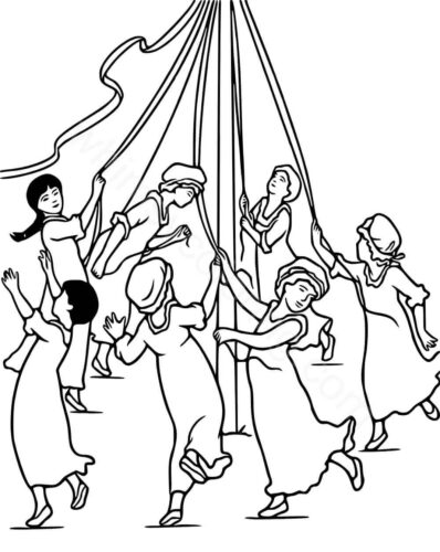 Maypole coloring page Maypole coloring page