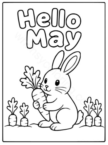 Rabbit with its carrot coloring page Rabbit with its carrot coloring page