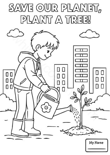 Save a tree Arbor Day coloring page Save a tree Arbor Day coloring page