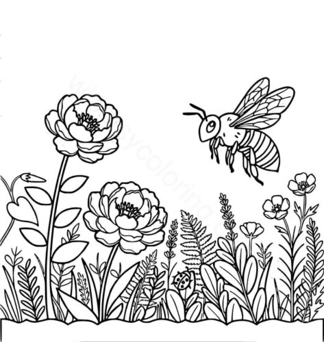 Spring in May month coloring page Spring in May month coloring page