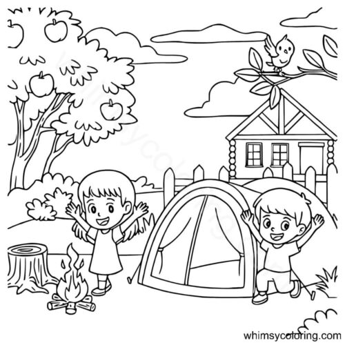 Backyard camping coloring pages Backyard camping coloring pages