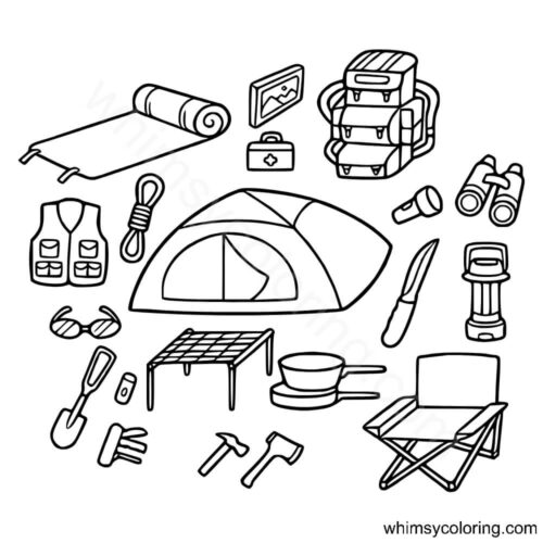 Camping essentials coloring page Camping essentials coloring page