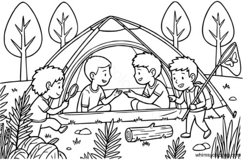 Children enjoying camping Children enjoying camping