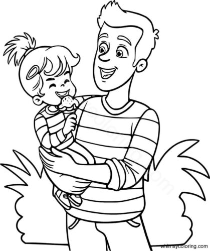 Dad and daughter coloring sheet printable