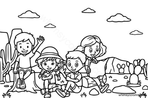 Desert camping coloring page Desert camping coloring page