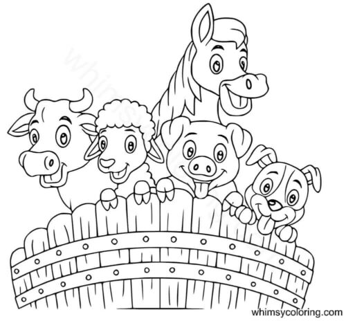 Farm animals at the fence