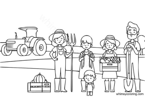 Farmer's family coloring page