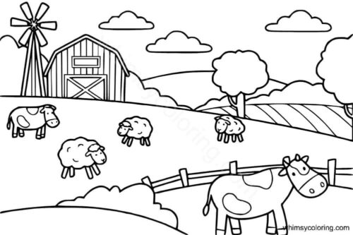 Farmyard colouring page