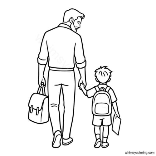 Father and son coloring page