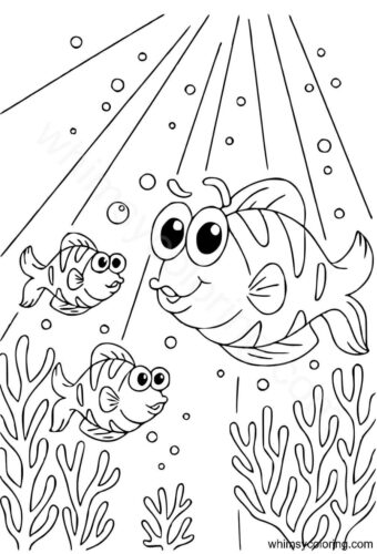 Fish under the sea coloring page