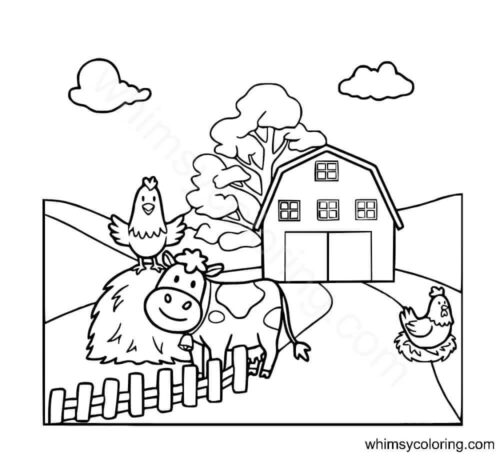 Funny farm coloring page