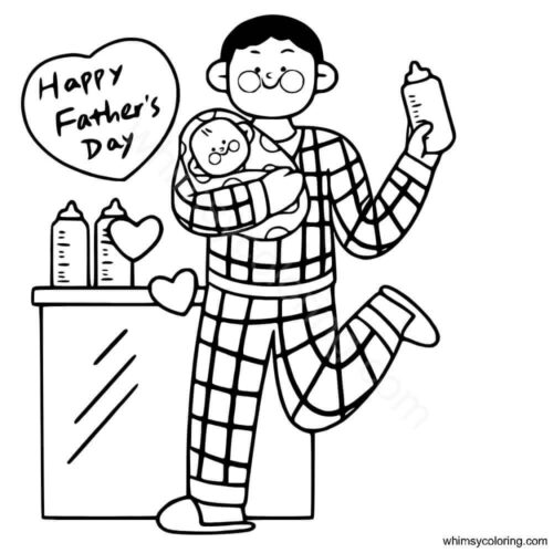 Happy Father's Day coloring page to a new dad 