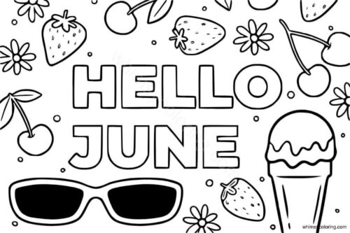 Hello June coloring page Hello June coloring page
