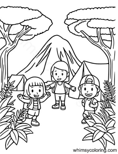 Mountain camping coloring page Mountain camping coloring page