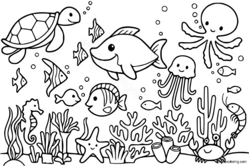 Ocean animals coloring page