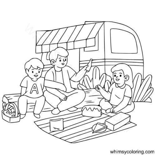 RV Camping coloring page RV Camping coloring page