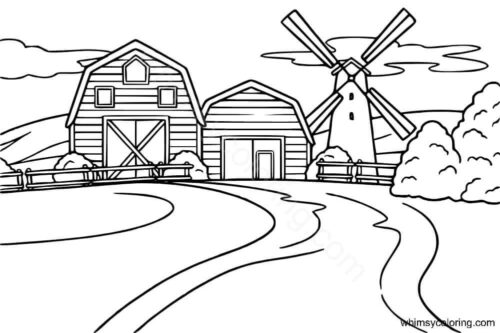 Realistic farm coloring page