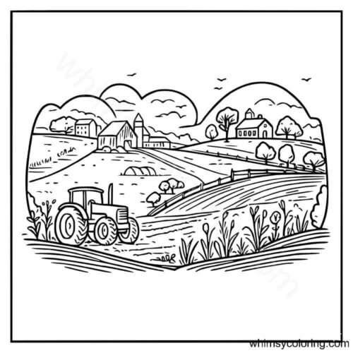 Rural farm coloring page