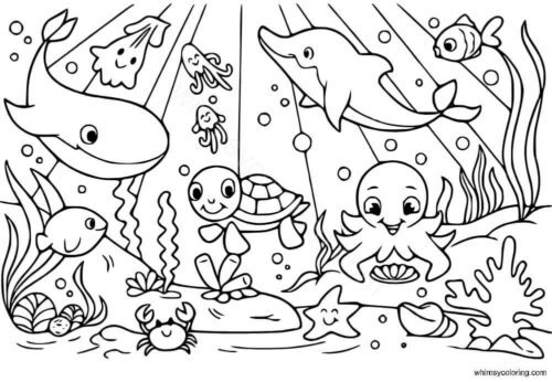 Sea animals happily living together
