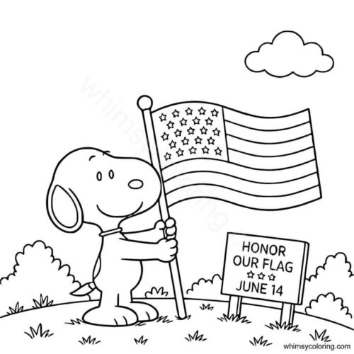 Snoopy Flag Day coloring page Snoopy Flag Day coloring page
