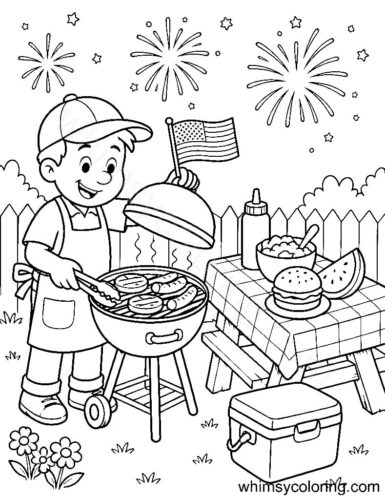 4th of July barbecue coloring page 4th of July barbecue coloring page