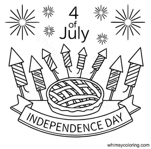 4th of July pie coloring page 4th of July pie coloring page