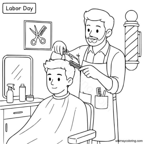 Barber Labor Day coloring sheet