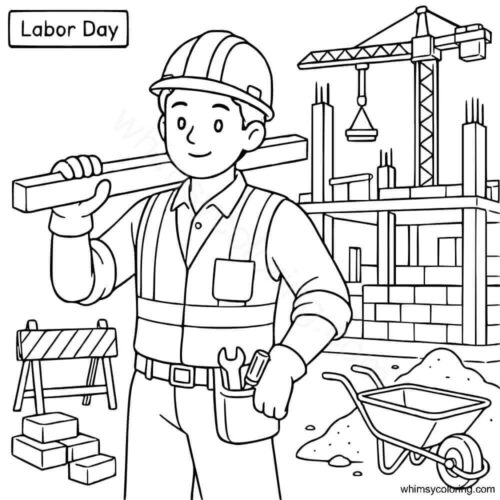 Construction Worker coloring page Labor day