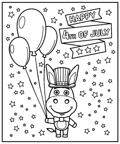 Happy 4th of July coloring page printable Happy 4th of July coloring page printable