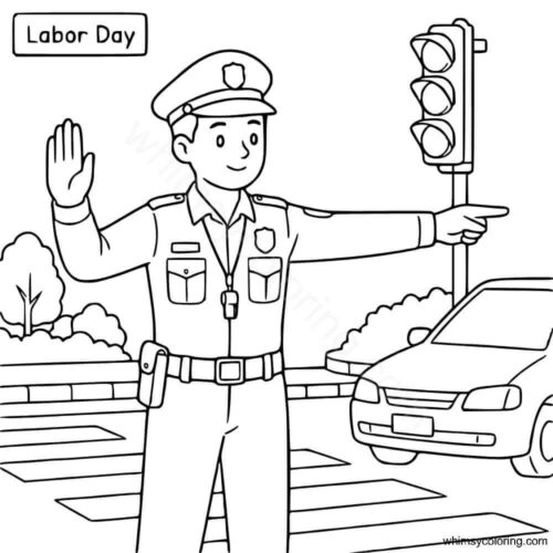 Labor Day coloring page Traffic Police