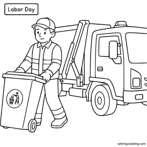 Labor Day coloring picture Garbage Man