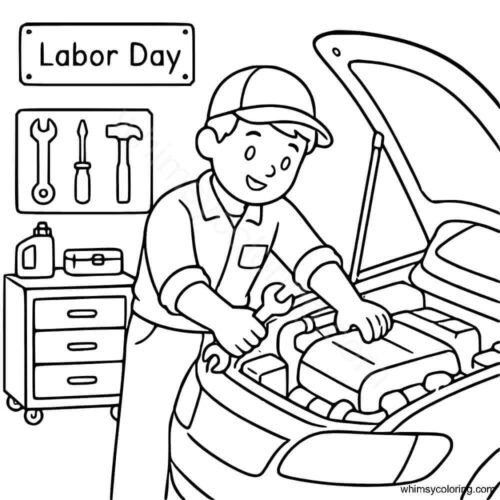Labor Day coloring sheet Mechanic